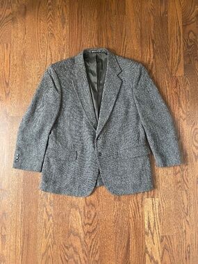 Towncraft Vintage Blazer 100% Shetland Wool Gray Tweed Jacket Mens